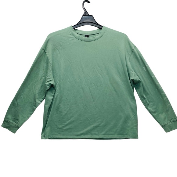 ETHOS Long Sleeve Pullover Shirt Sage Green Super Soft Logo Down Sleeve Casual - Picture 1 of 11